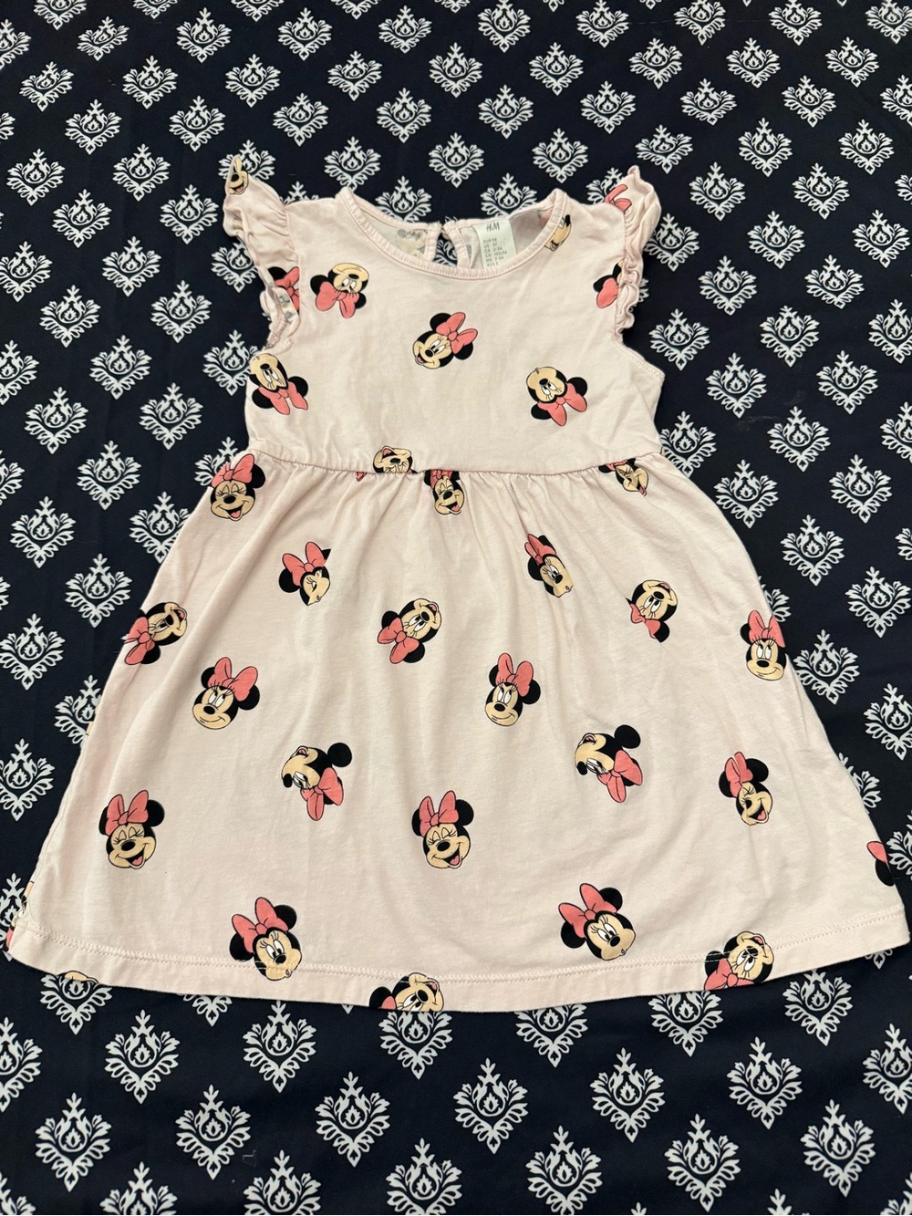 H&M Disney Minnie Mouse Girls Dress Size 3T Pink 100% Cotton Lightweight Ruffle